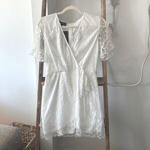 White Mini Polka Dot Dress
